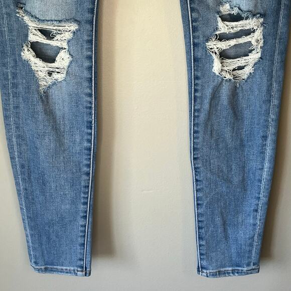 American Eagle Distressed Light Wash Jean Jegging Size 0 Regular - Picture 10 of 12